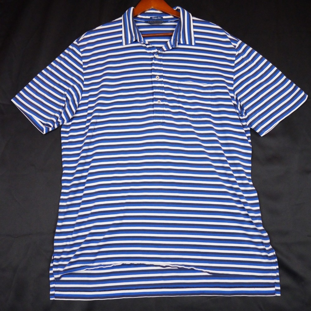 Polo Golf Ralph Lauren Polo Mens XL Blue White Striped Vintage Pima Lisle